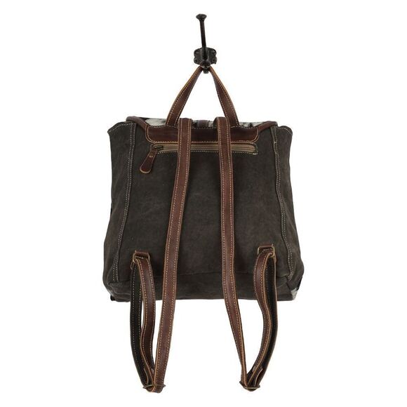 Myra Bag Handmade Crossroads Backpack Upcycled Canvas & Cowhide Leather main image 6